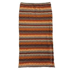 Embroidered Woven Skirt 🧡 Textured Fabric • Boho Trim • Size L